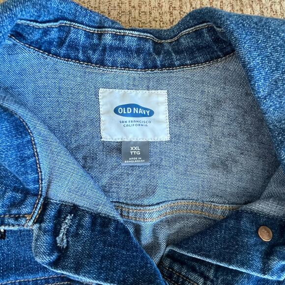 Old Navy Jean Jacket Custom Embellished Size XXL Heavy Beading Applique - Picture 8 of 9